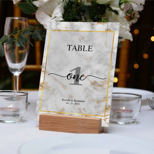 Simple Marble Grey Elegant Wedding Table Number (Creator Uploaded)