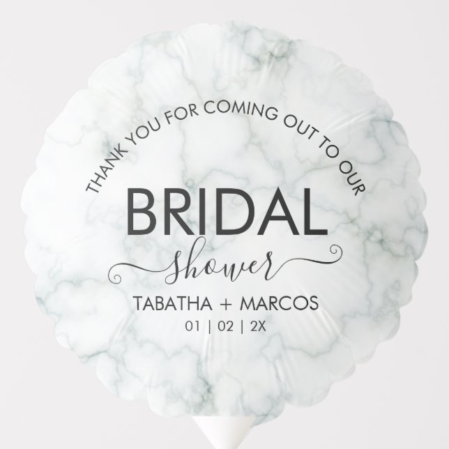 Simple Marble Script Elegant BRIDAL Shower   Balloon (Front)