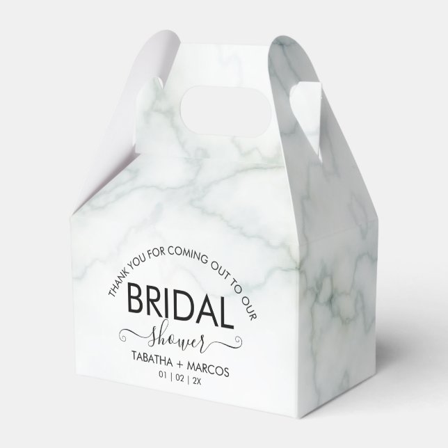 Simple Marble Script Elegant BRIDAL Shower   Favor Boxes (Front Side)