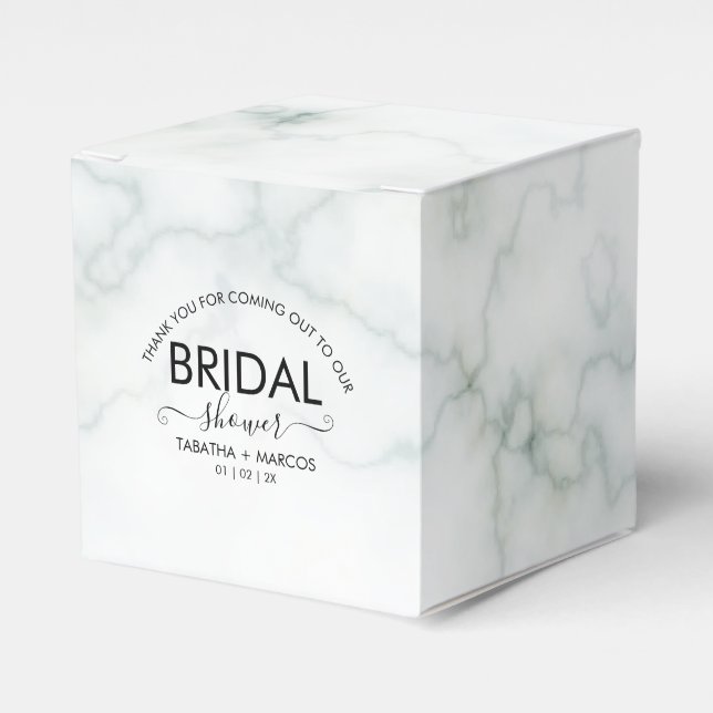 Simple Marble Script Elegant BRIDAL Shower   Favor Favor Boxes (Front Side)