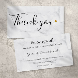 Simple Marble Thank You For Shopping Discount Card