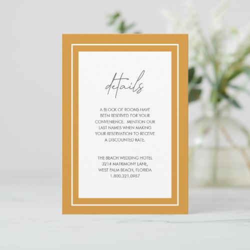 Simple Marigold Double Border Modern Wedding Enclosure Card