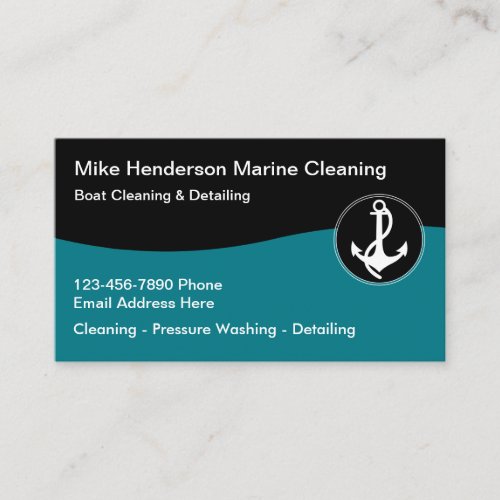 Simple Marine Boat Cleaning Business Cards
