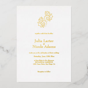 Simple Marine Seashells Conch Minimalist Wedding Foil Invitation