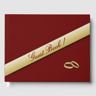 Simple Maroon  and Gold Wedding Guest Book