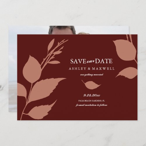Simple Maroon and Terracotta Photo Save The Date