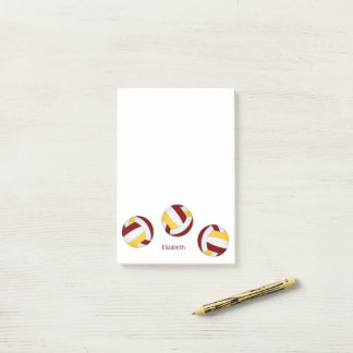 simple maroon gold volleyballs w player name post-it notes