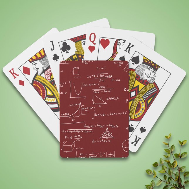 Simple Maroon Math Equations Formulas Poker Cards (Creator Uploaded)