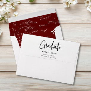 Simple Maroon Math Return Address Graduation Envelope