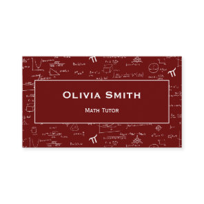 Simple Maroon Math Tutor Teacher Formula Pattern Business Card