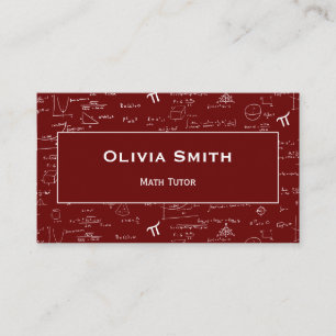 Simple Maroon Math Tutor Teacher Formula Pattern Business Card