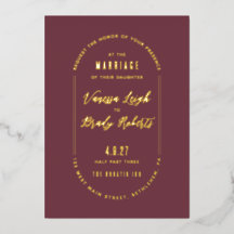 Simple Maroon Minimalist Wedding Invitation