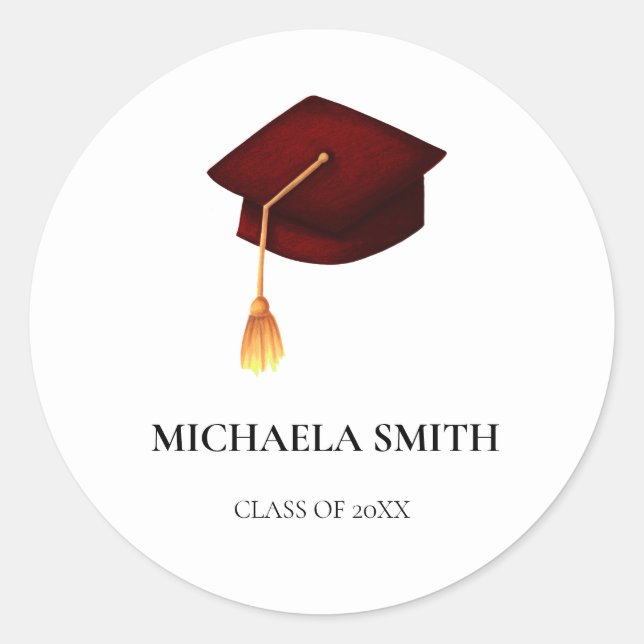Simple Maroon School Graduation Cap Envelope Seal (Front)
