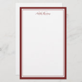 Simple Maroon Two Monogram Thick and Thin Border Stationery | Zazzle