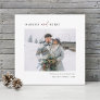 Simple Married & Merry Newlyweds Photo Square Holiday Card