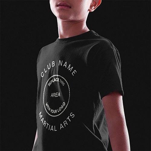 Simple Martial Arts Club Name Logo Black T_Shirt