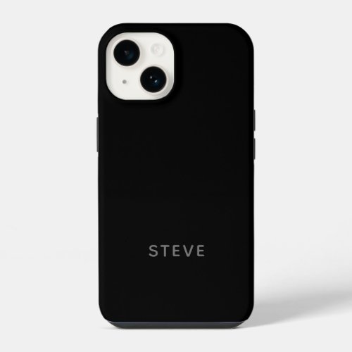 Simple Masculine Black Grey Monogrammed iPhone 14 Case