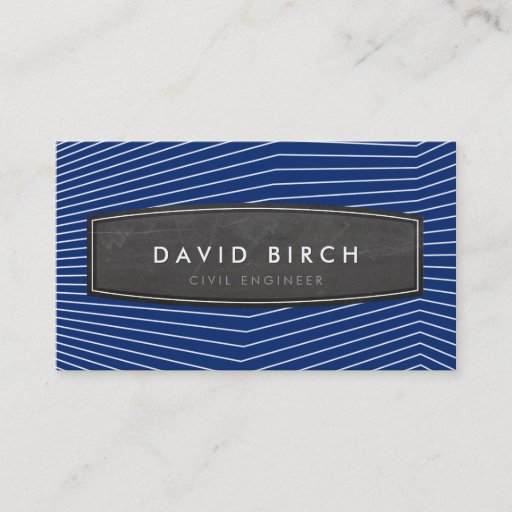 Customizable SIMPLE masculine chalkboard badge bold navy blue Business Card