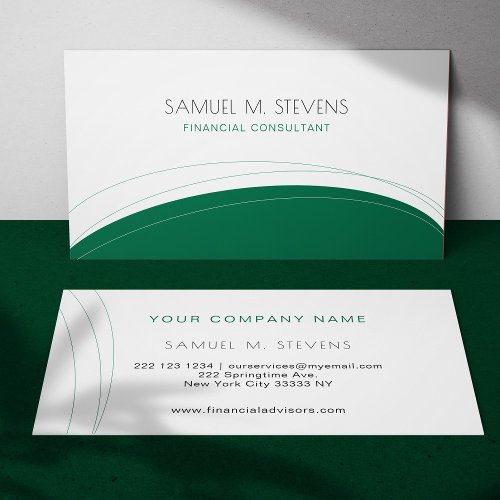 Simple masculine modern professional elegant green business card