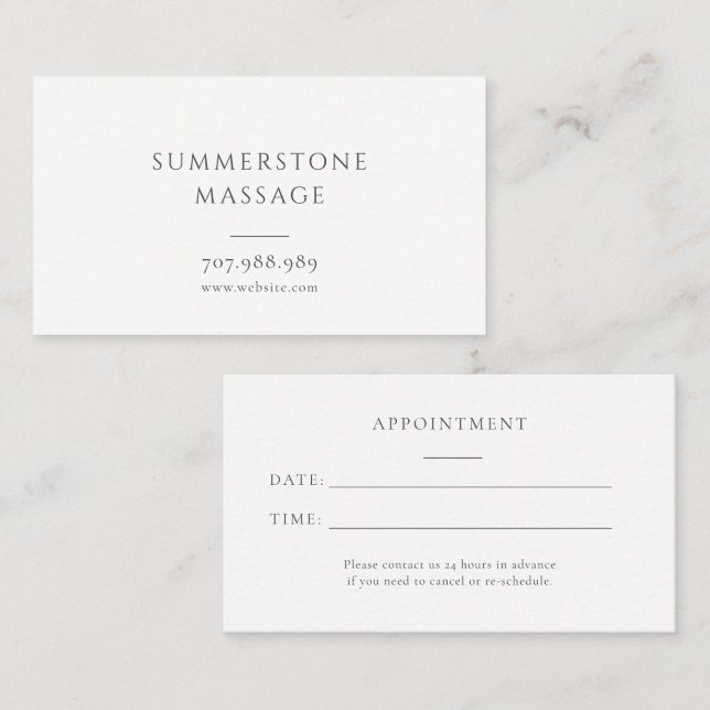 Simple Massage Appointment Card (Front/Back)
