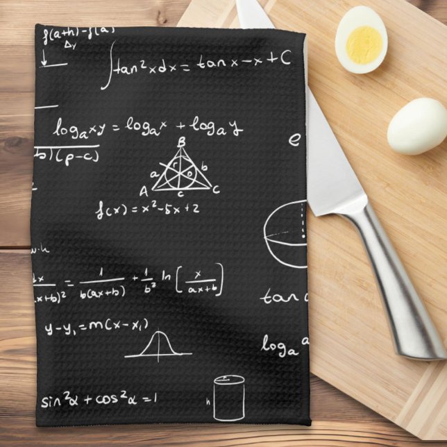 Simple Math Formulas Equations Handwritten Algebra Kitchen Towel (Creator Uploaded)