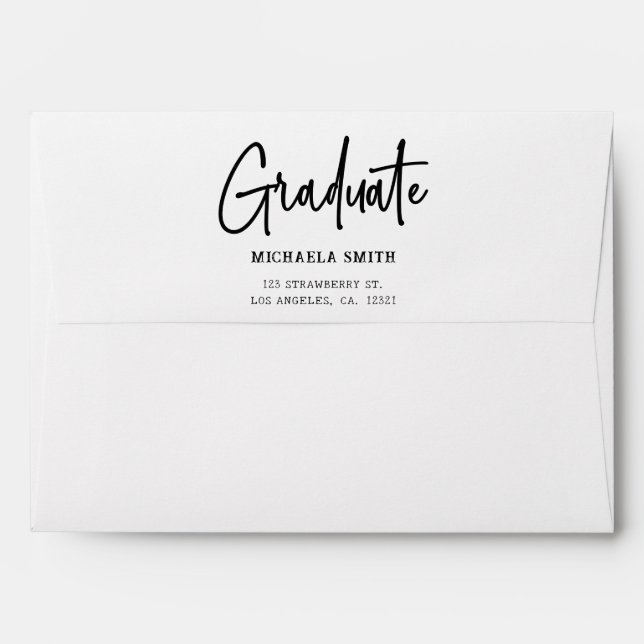 Simple Math Return Address Green Graduation Envelope (Back (Top Flap))