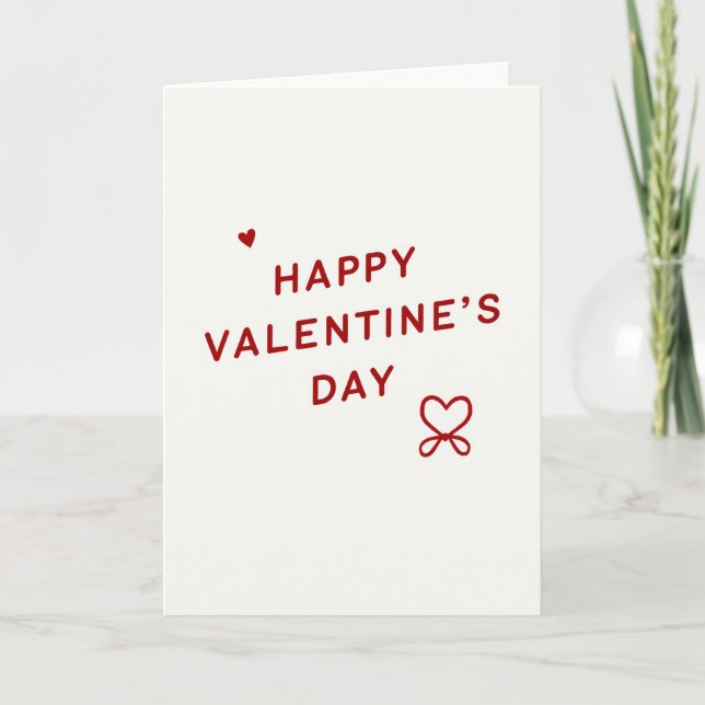 Simple Matte Heart Bow Valentines Card (Front)