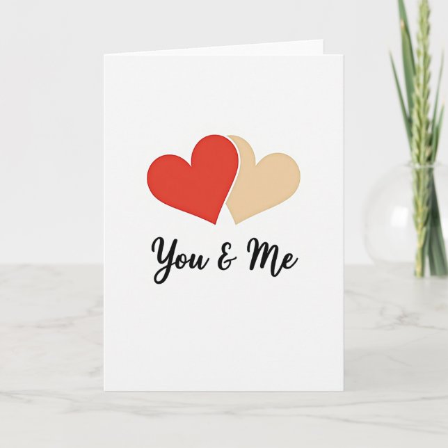 Simple Matte Hearts You And Me Card (Front)