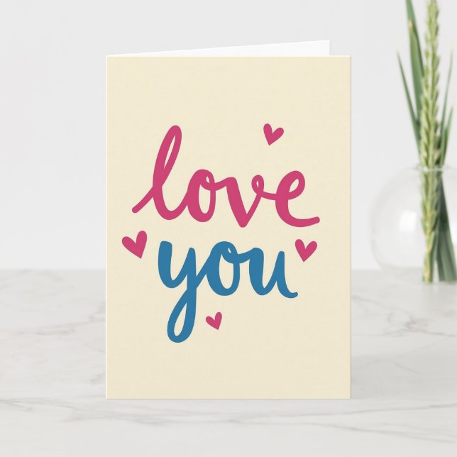 Simple Matte Love You Hearts Card (Front)