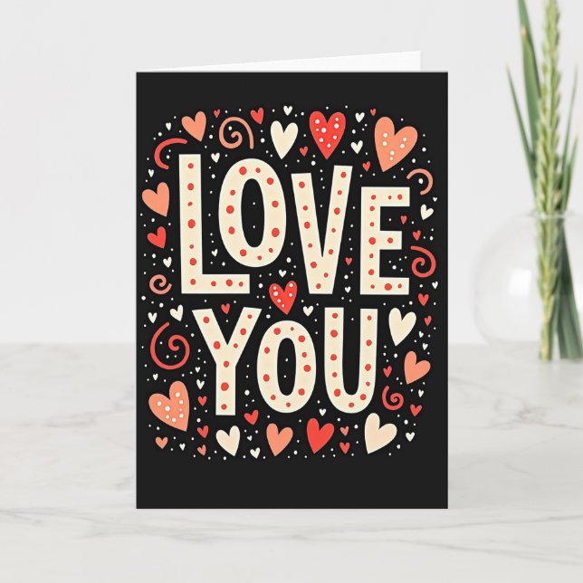 Simple Matte Love You Polka Dot Card (Front)