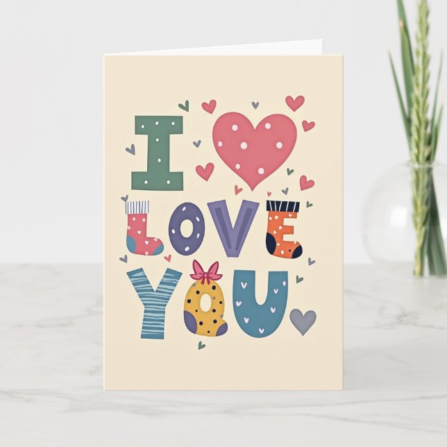 Simple Matte Polka Dot Love You Card (Front)