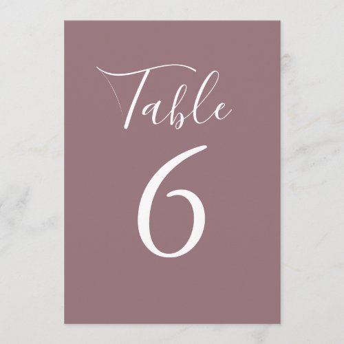 Simple Mauve Chic Script Table Number