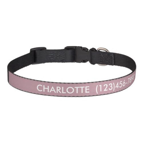 Simple mauve custom name phone contact Info modern Pet Collar