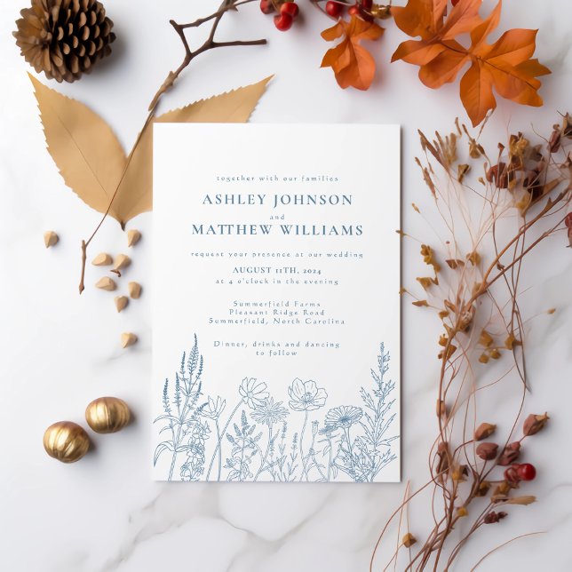 Simple Meadow Flowers Wedding Invitation (Creator Uploaded)