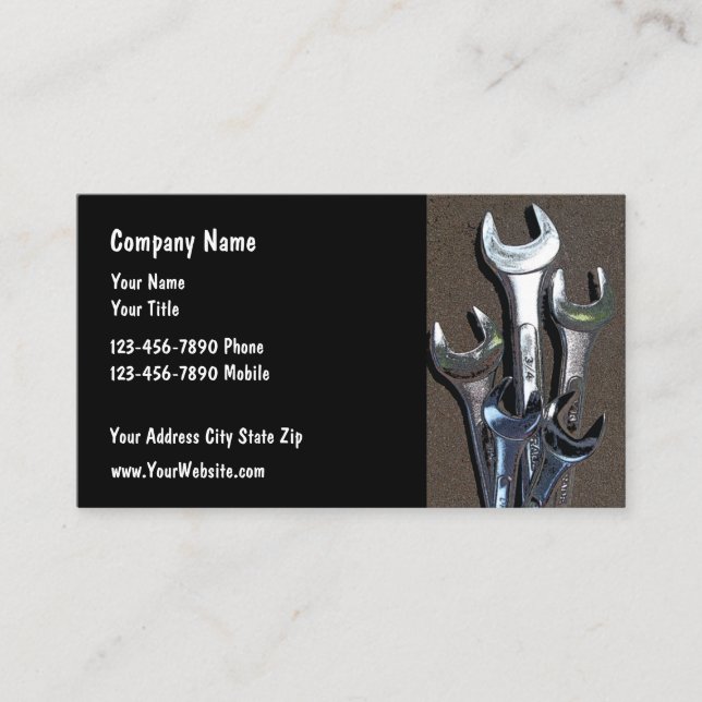 Simple Mechanic Tools Theme Business Cards (Front)