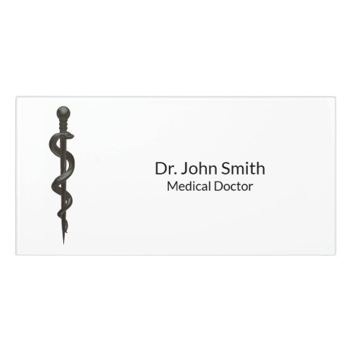 Simple Medical Asclepius Black Professional White Door Sign