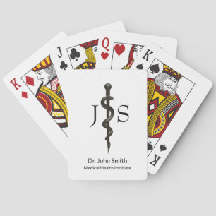 Simple Medical Asclepius Black White Professional Poker Cards