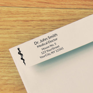 Simple Medical Asclepius Caduceus Black White Self-inking Stamp