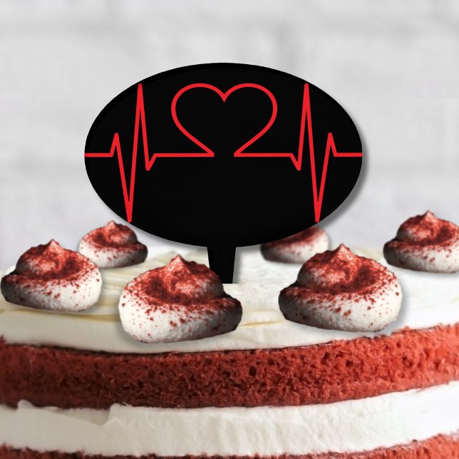 Simple Medical Cake Topper (Minimal Simple Red Heart Beat Nursing Medical Cake Topper)