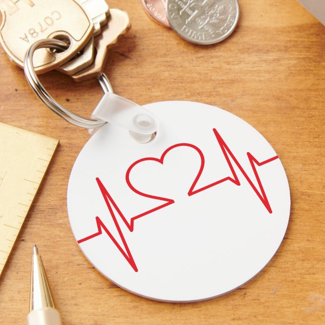 Simple Medical Keychain (Red Heart Beat Line Keychain)