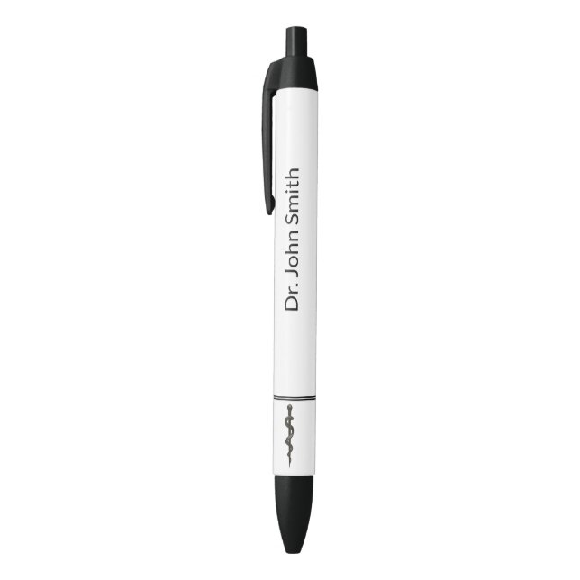 Simple Medical Professional Asclepius Black White Pen (Top (Vertical))