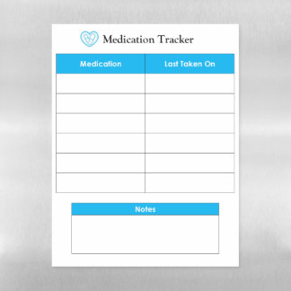 Simple Medication Tracker (6 Row) Magnetic Dry Erase Sheet