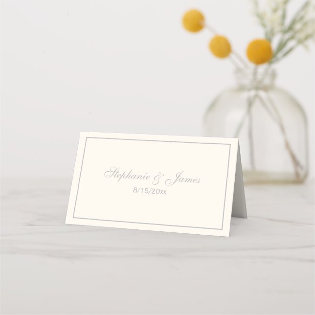 Simple Medium Gray Frame Escort Cards Ivory (Front)