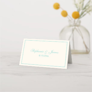 Simple Medium Turquoise Frame Escort Cards Ivory