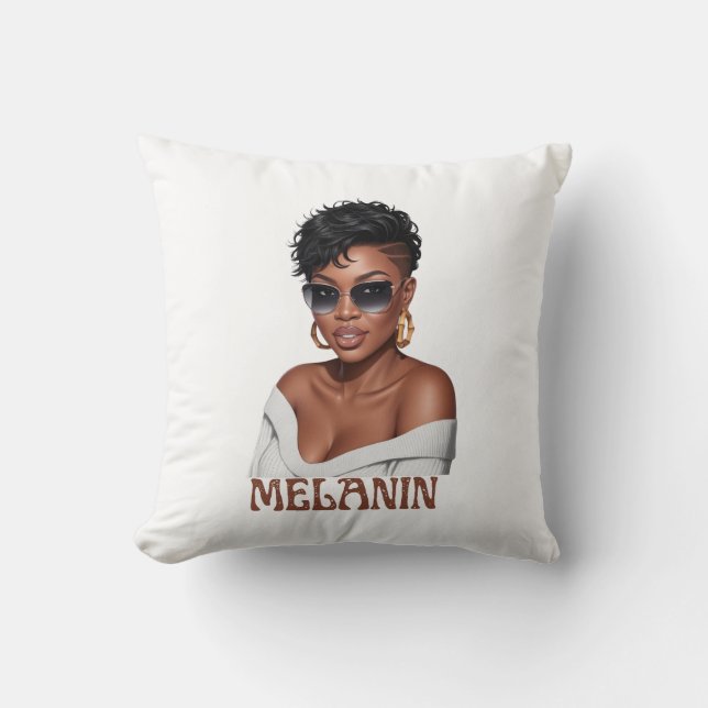 Simple melanin fashionable woman  black history  throw pillow (Front)