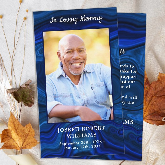 Simple Memorial Blue Marble Funeral Thank You Note Card (Creator Uploaded)