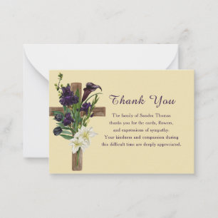 Simple Memorial Classic Elegant Floral Bereavement Note Card