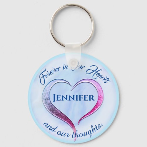 Simple Memorial Forever in Our Hearts Keychain