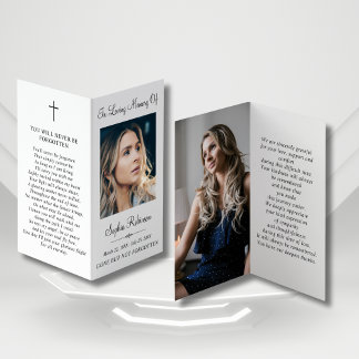 Simple Memorial Funeral Photo Folder Prayer Card