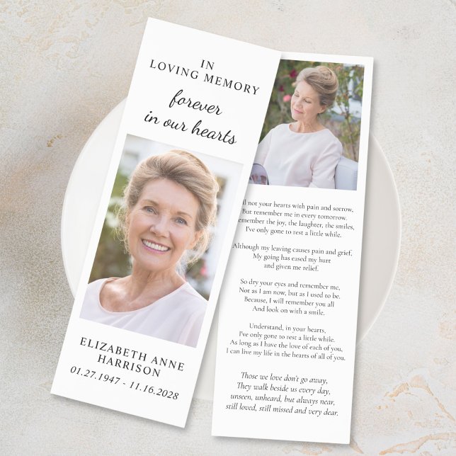 Simple Memorial Funeral Photo Keepsake Bookmarks (Creator Uploaded)